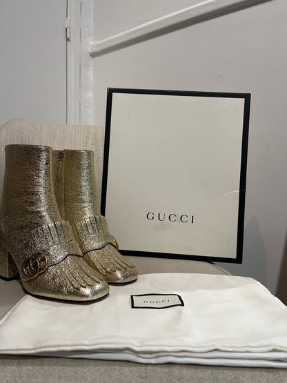 Boots Gucci Marmont dorées T.37