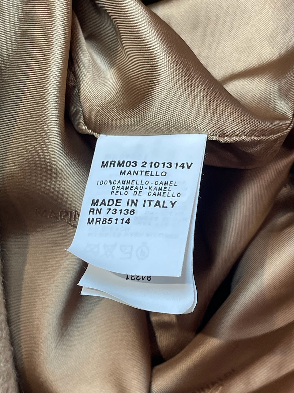 Manteau Marina Renaldi camel T.L