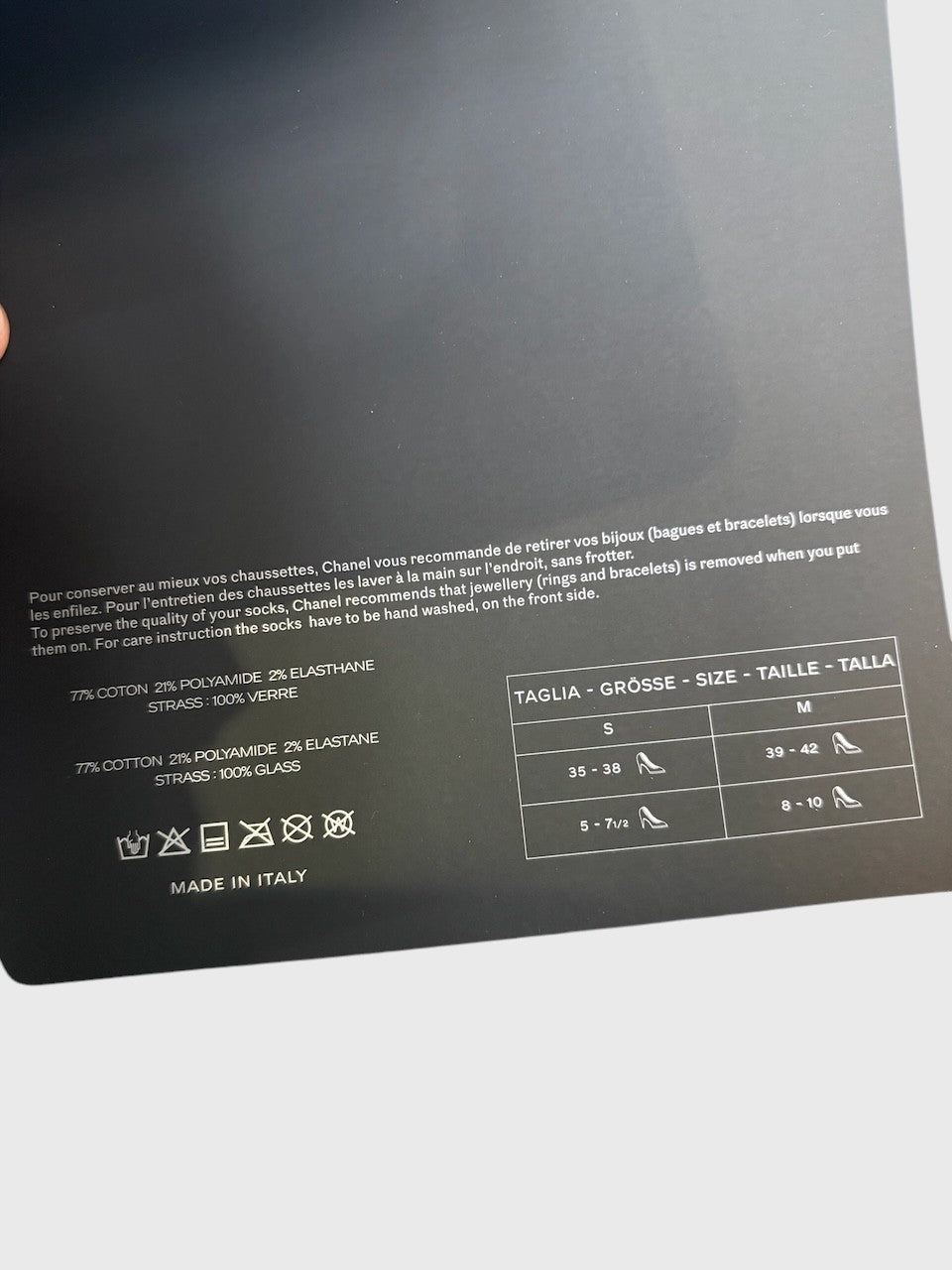 Chaussettes Chanel à strass T.M