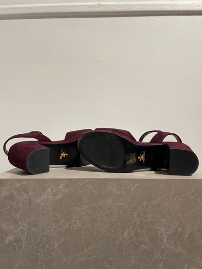 Sandales Prada bordeaux T.37,5