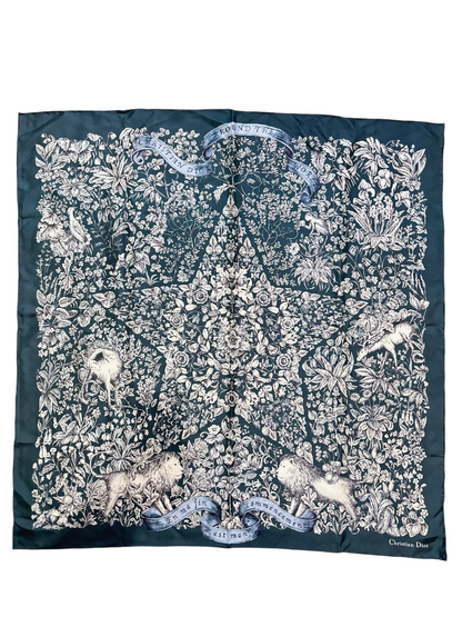 Foulard Dior bleu à fleurs