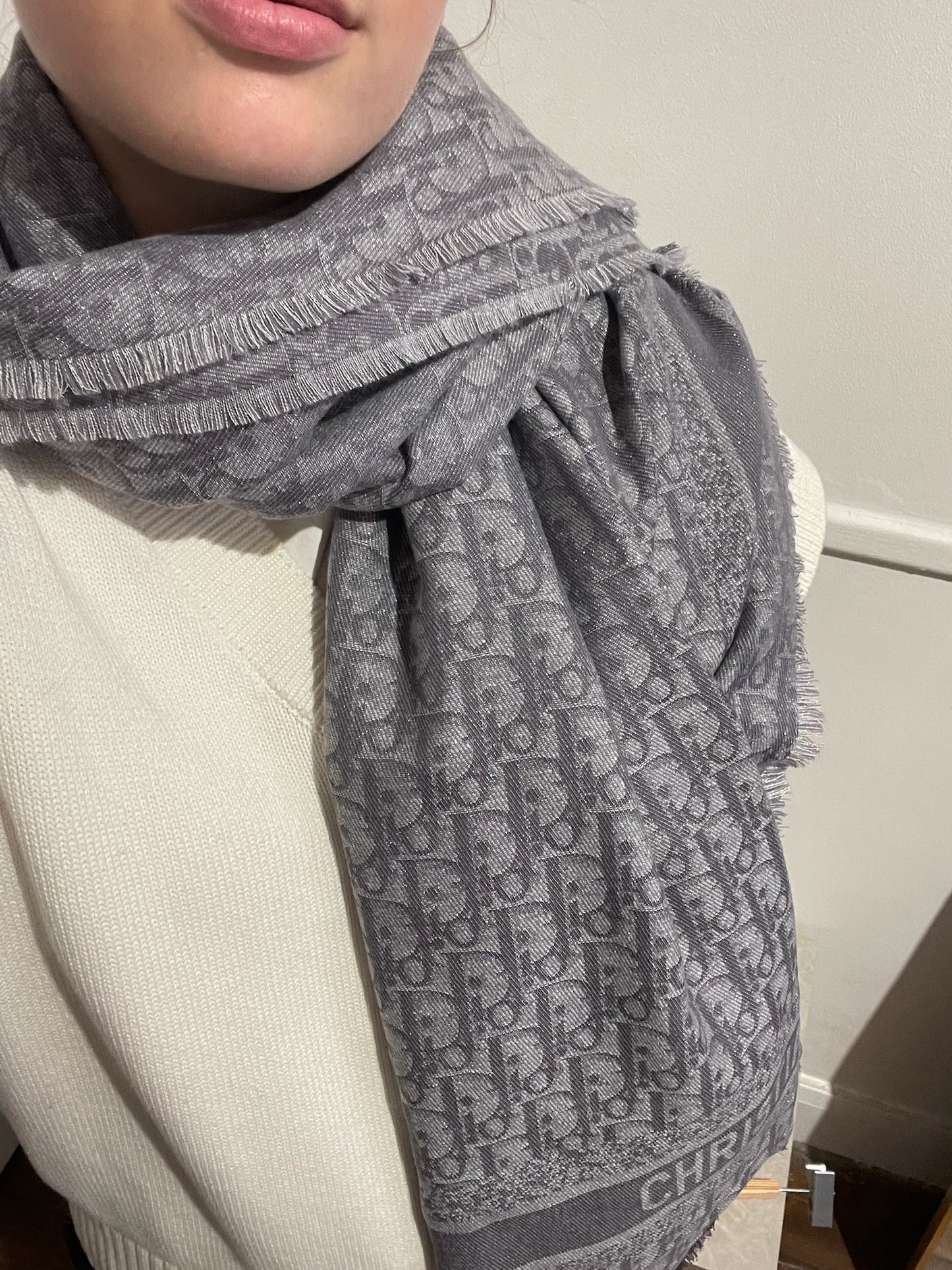 Châle Dior oblique gris