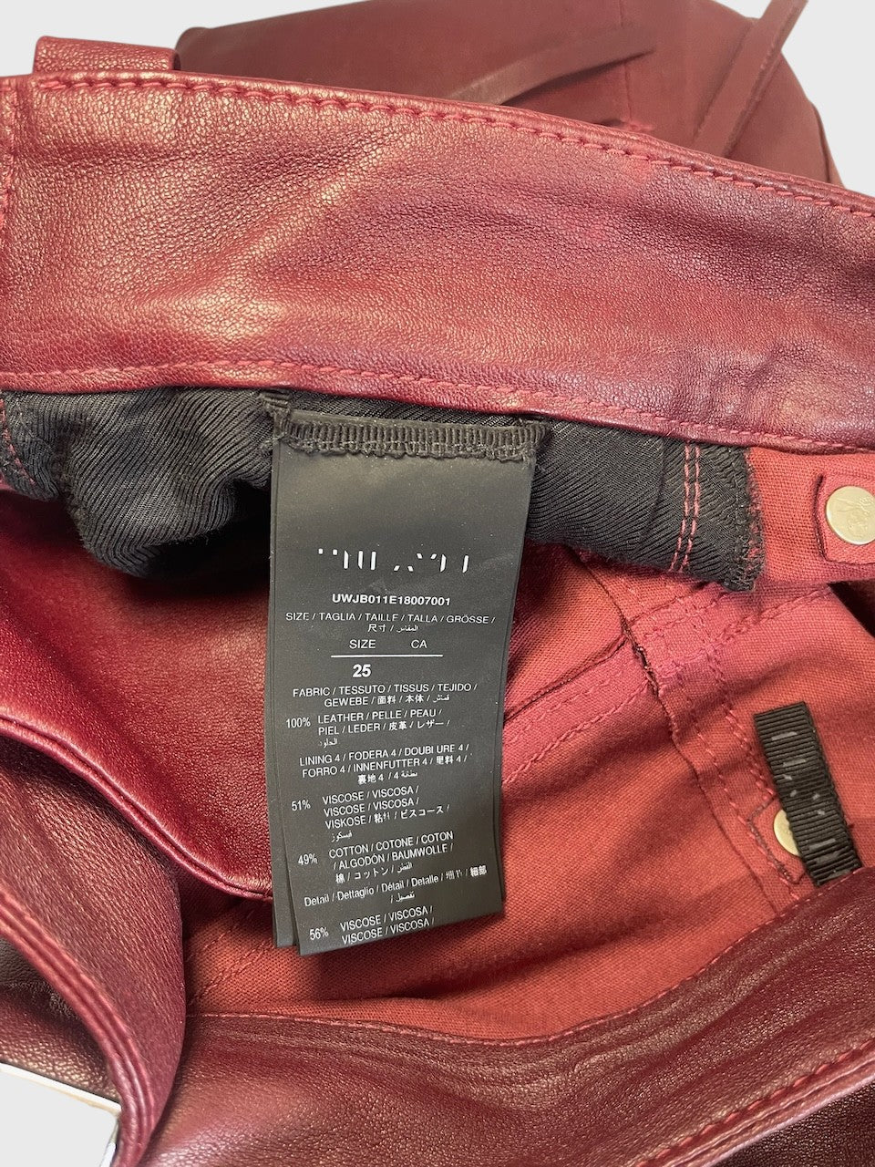 Pantalon Unravel Project bordeaux T.25