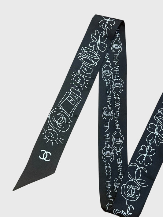 Foulard slim bandeau Chanel noir