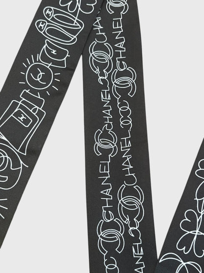 Foulard slim bandeau Chanel noir