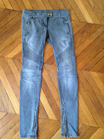 Jeans Biker Balmain Gris T.36