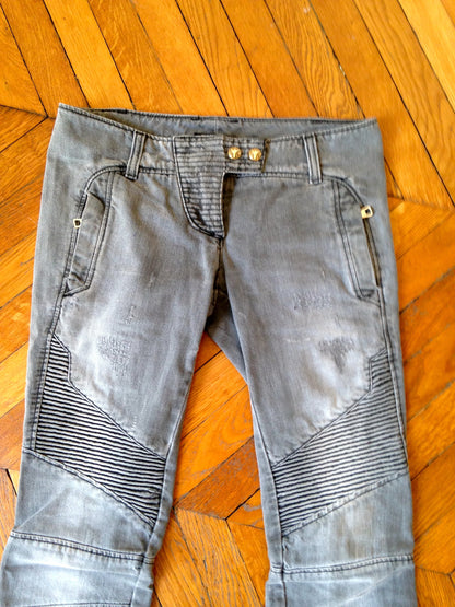 Jeans Biker Balmain Gris T.36