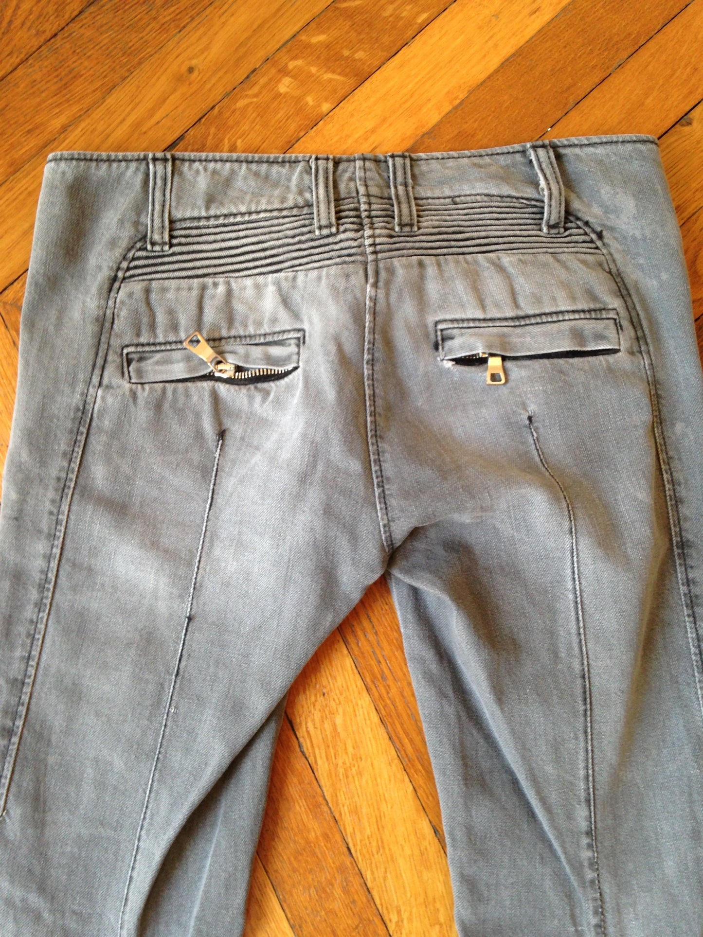 Jeans Biker Balmain Gris T.36