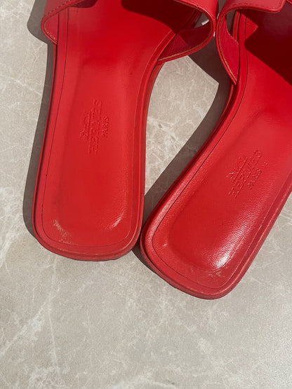 Mules Hermès rouge Oran T.36