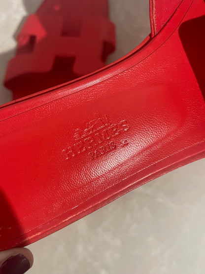 Mules Hermès rouge Oran T.36