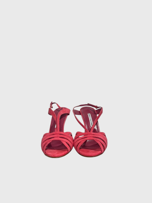 Sandales Manolo Blahnik roses T.38