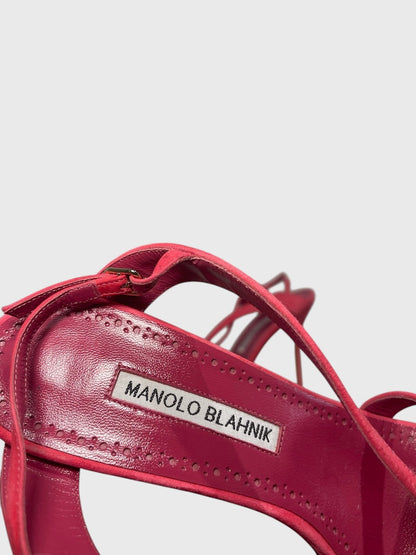 Sandales Manolo Blahnik roses T.38