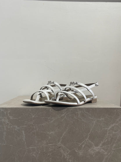 Sandales Hermes Aphrodite blanches T.37,5