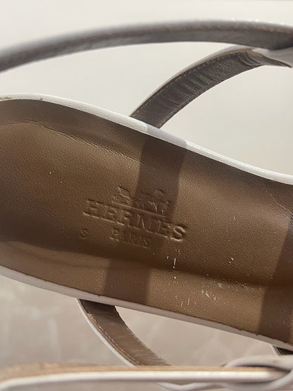 Sandales Hermes Aphrodite blanches T.37,5