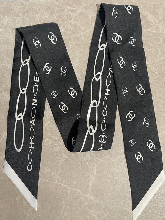 Foulard slim bandeau Chanel noir
