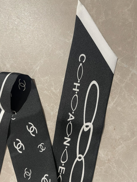 Foulard slim bandeau Chanel noir
