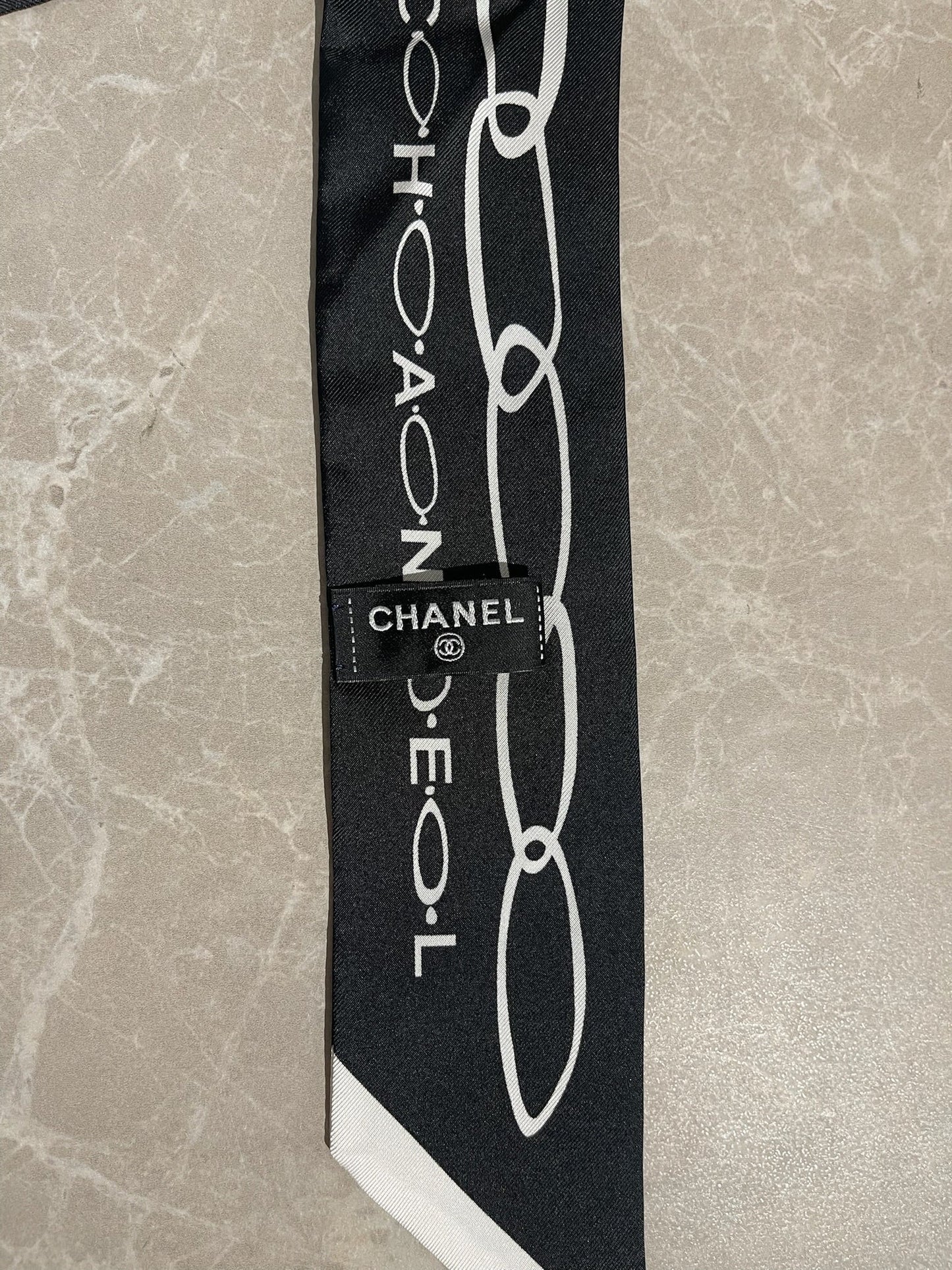 Foulard slim bandeau Chanel noir