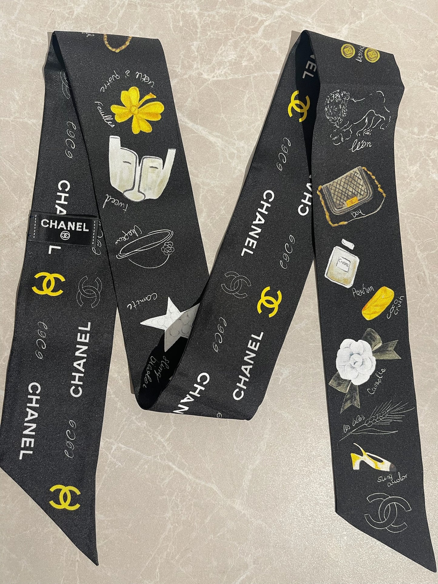 Foulard slim bandeau Chanel noir