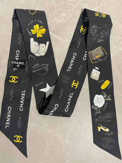 Foulard slim bandeau Chanel noir