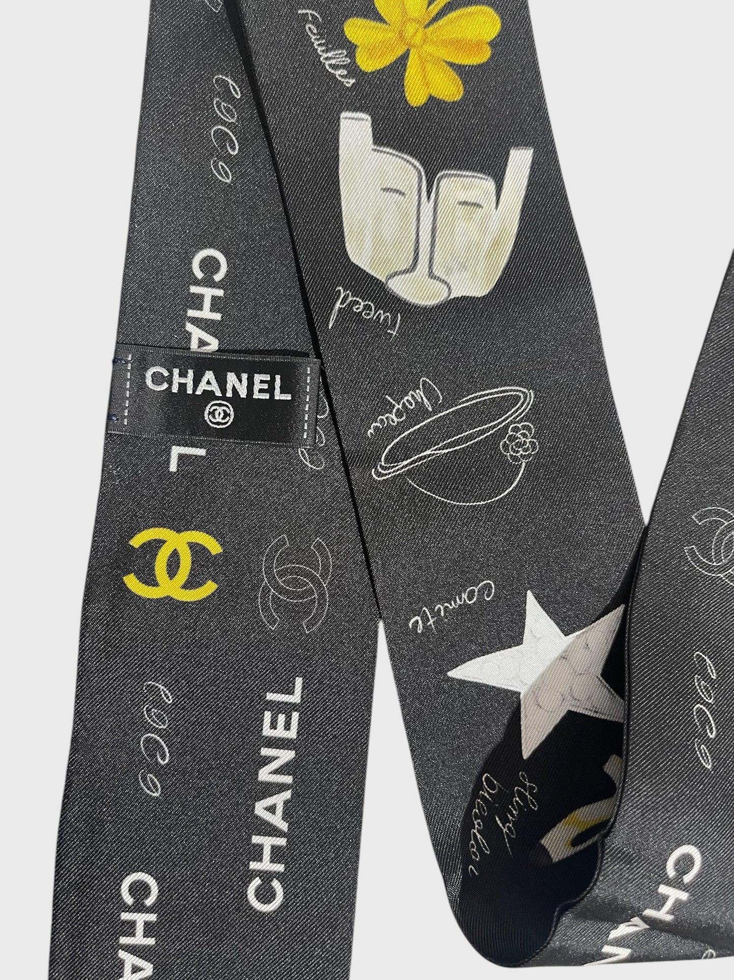 Foulard slim bandeau Chanel noir