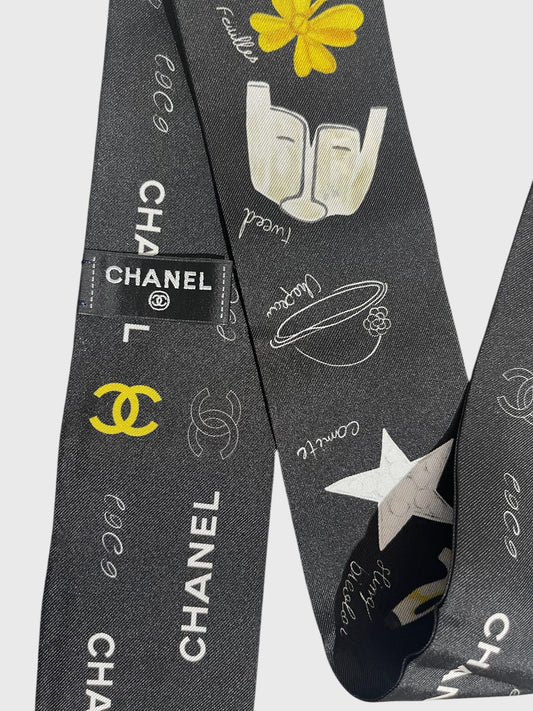 Foulard slim bandeau Chanel noir