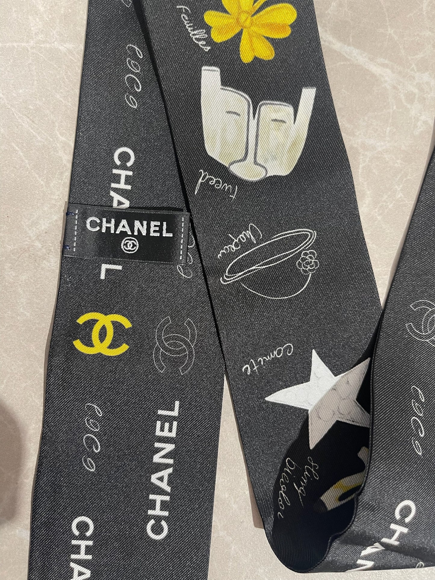 Foulard slim bandeau Chanel noir