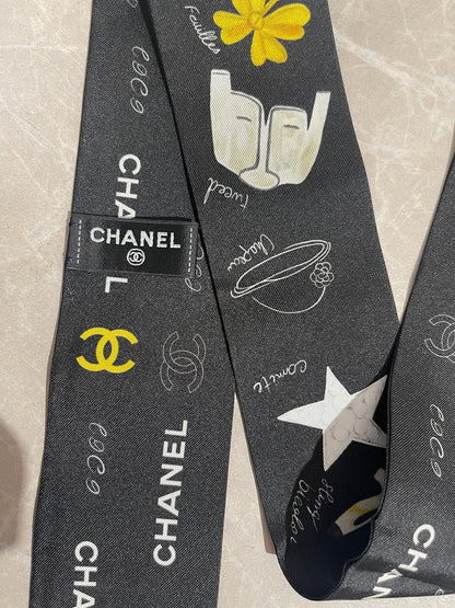 Foulard slim bandeau Chanel noir
