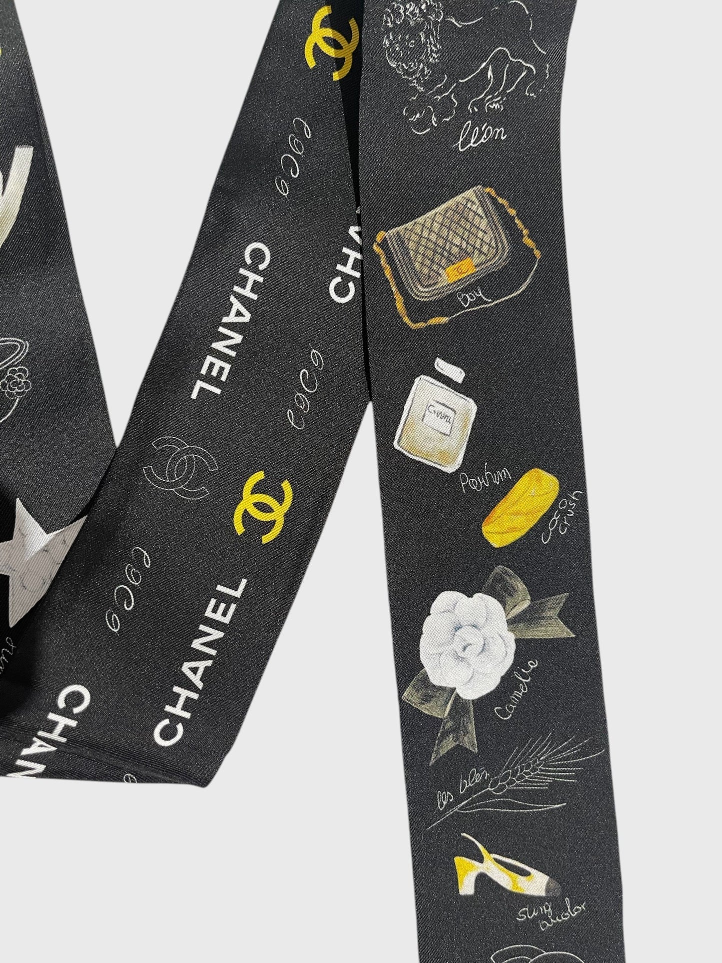 Foulard slim bandeau Chanel noir