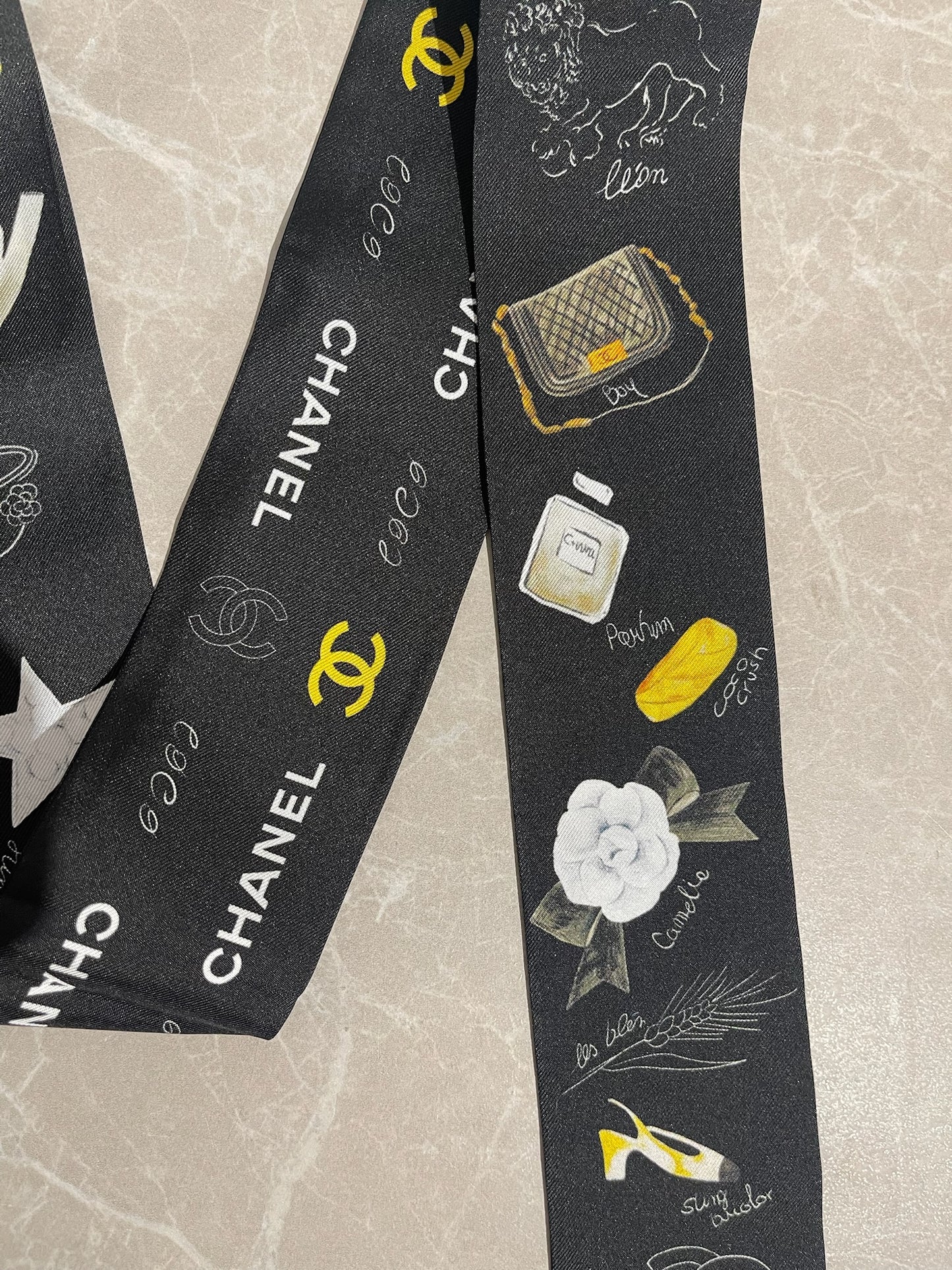 Foulard slim bandeau Chanel noir