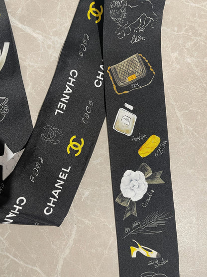 Foulard slim bandeau Chanel noir