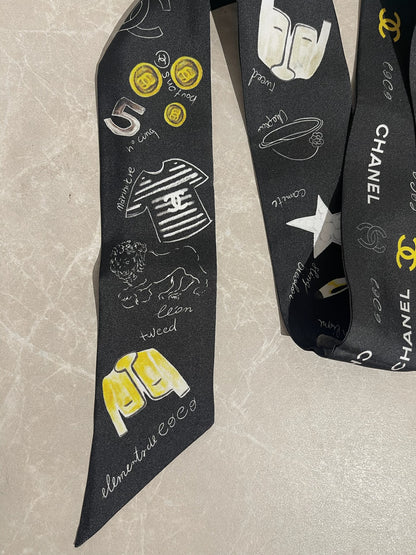 Foulard slim bandeau Chanel noir