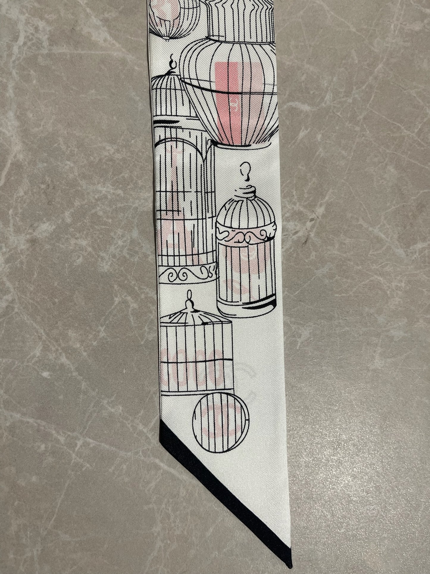 Foulard slim bandeau Chanel blanc/rose