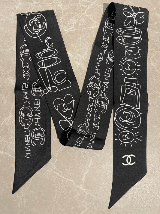 Foulard slim bandeau Chanel noir