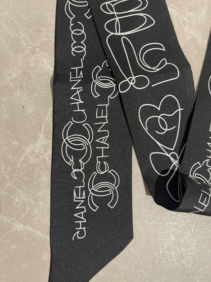 Foulard slim bandeau Chanel noir
