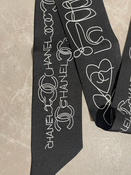 Foulard slim bandeau Chanel noir