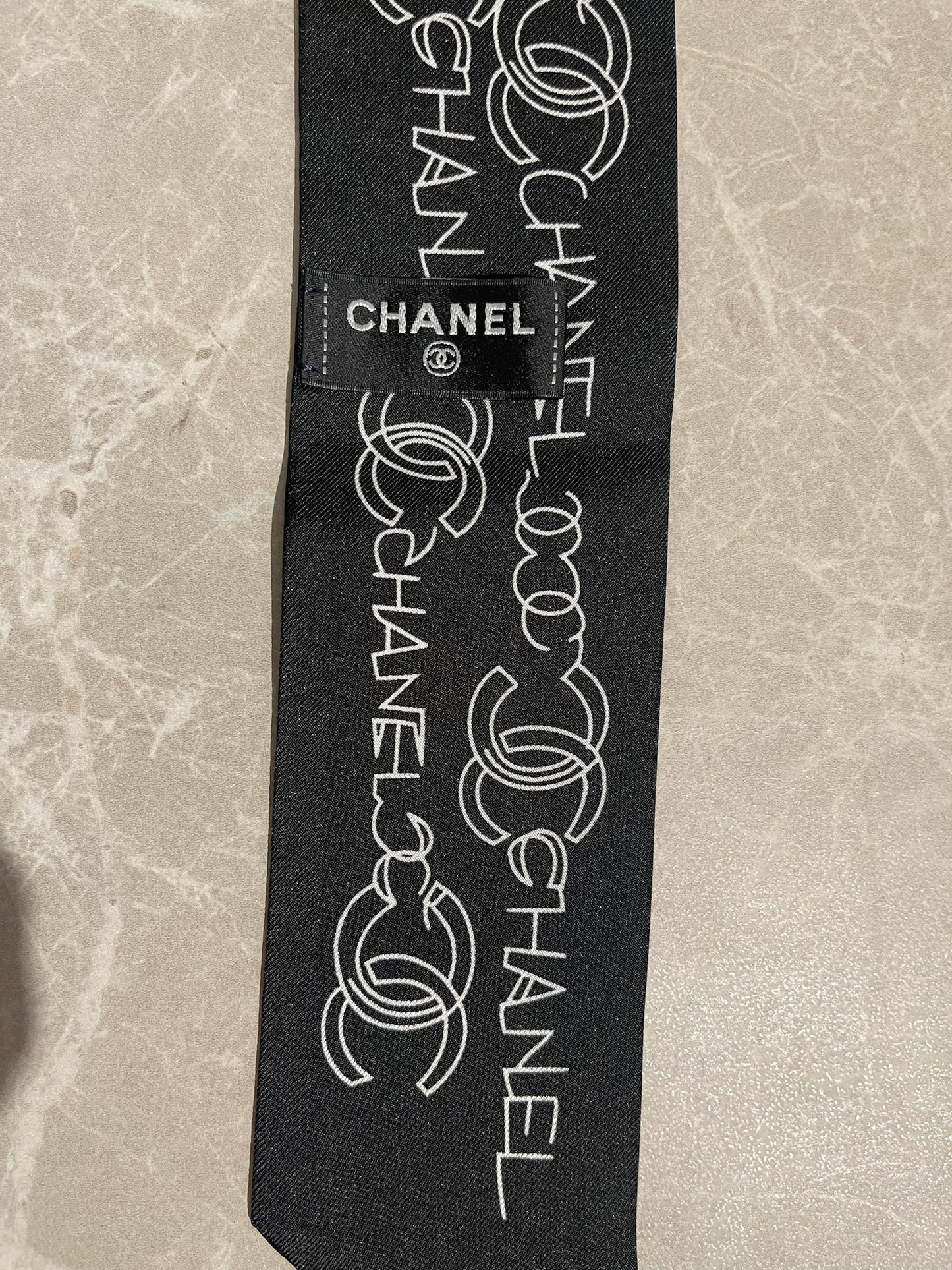 Foulard slim bandeau Chanel noir