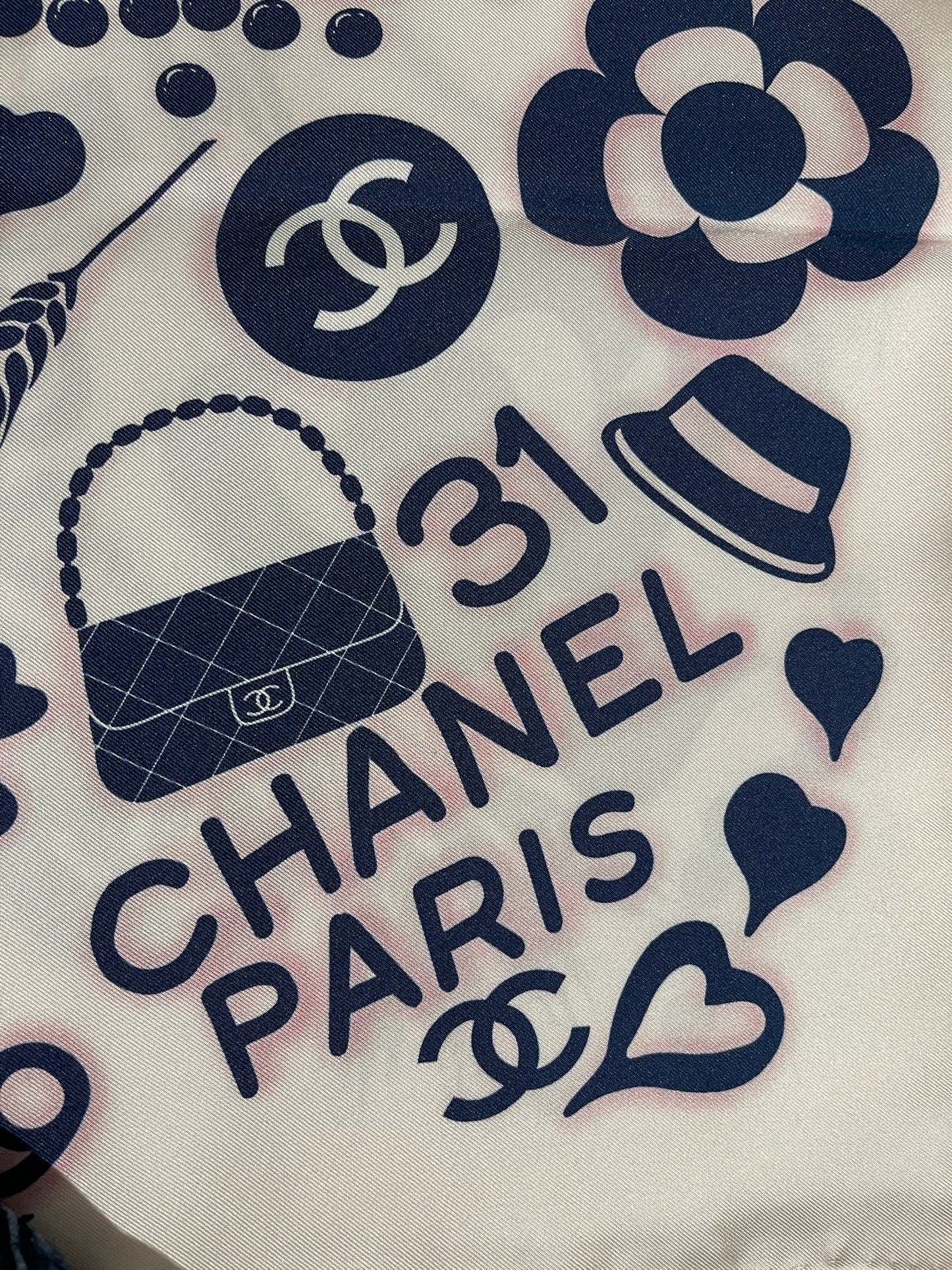 Foulard Chanel Blanc/Bleu