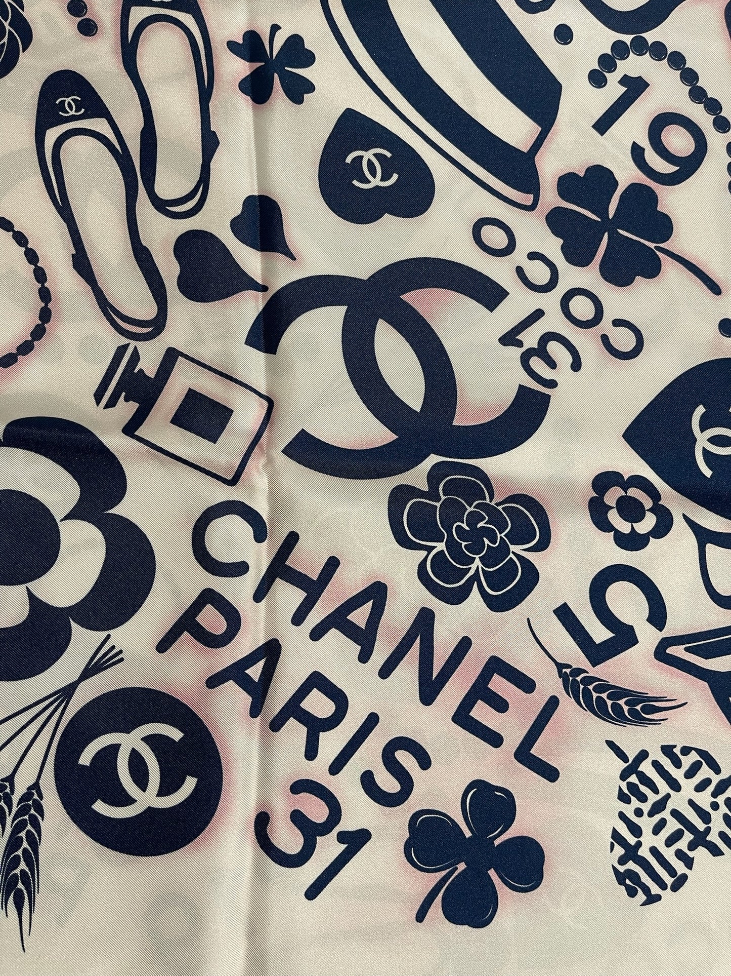 Foulard Chanel Blanc/Bleu