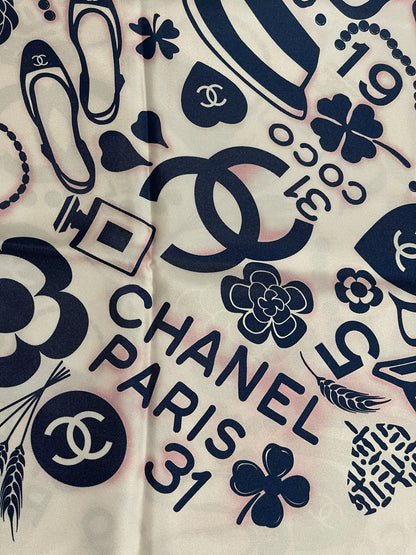 Foulard Chanel Blanc/Bleu