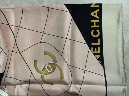 Foulard Chanel Noir/Rose