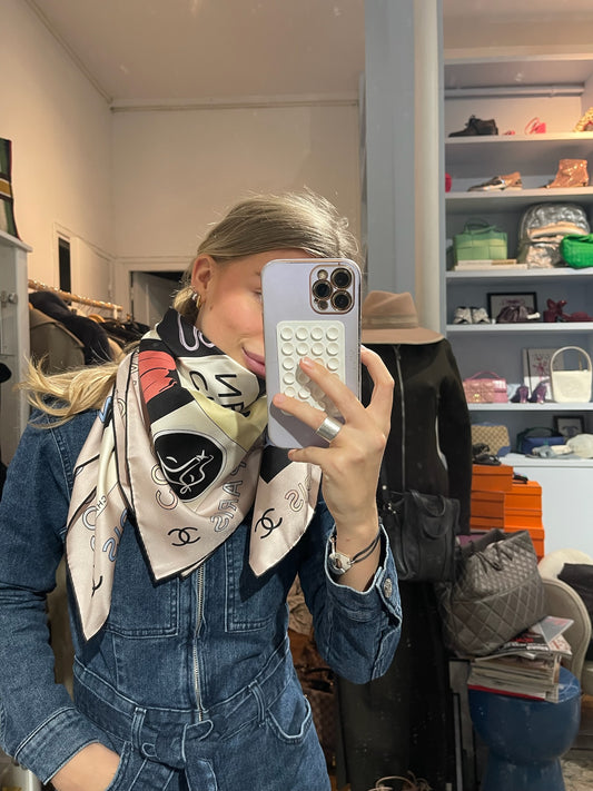 Foulard Chanel Rose/Noir