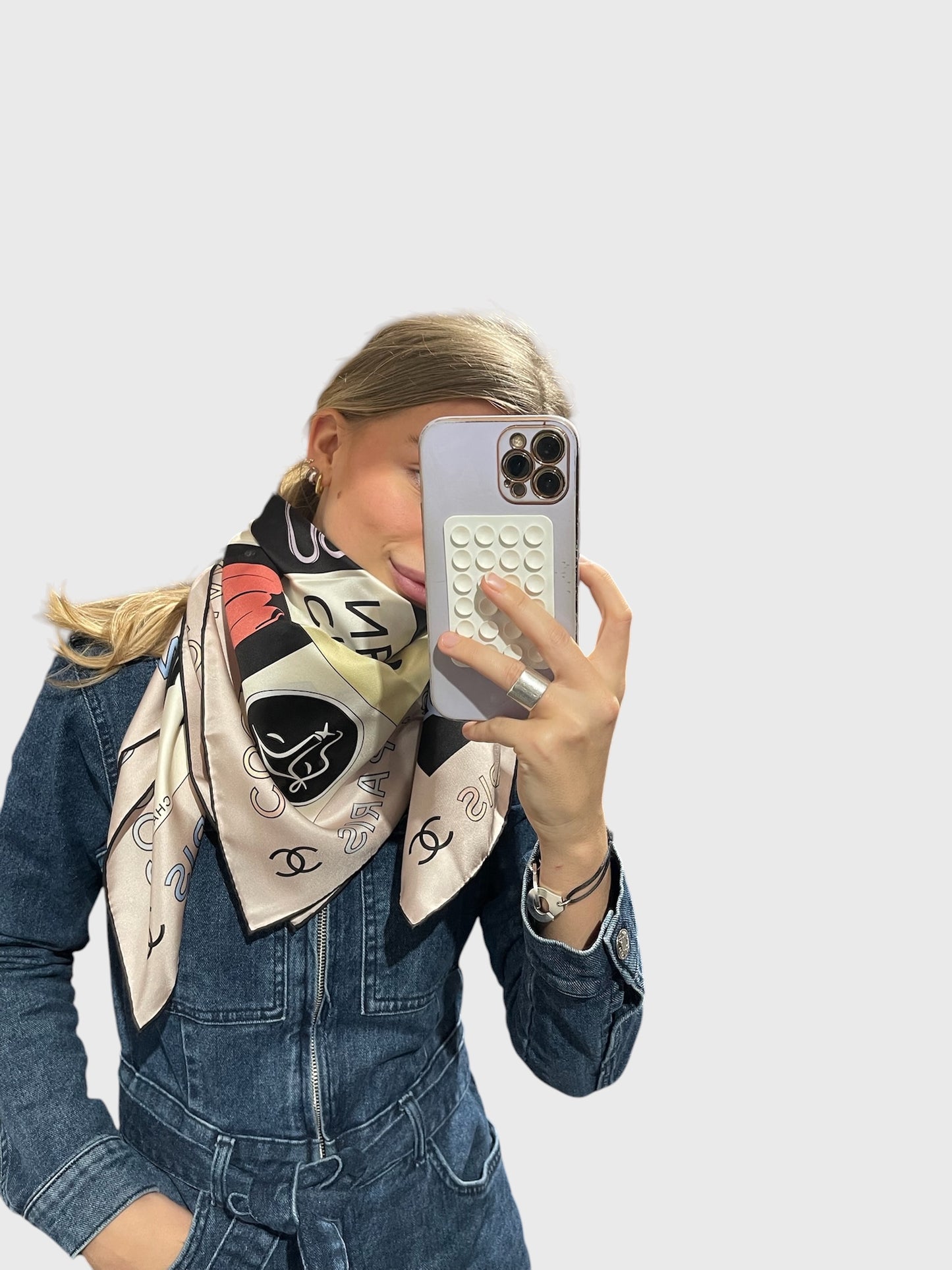 Foulard Chanel Rose/Noir