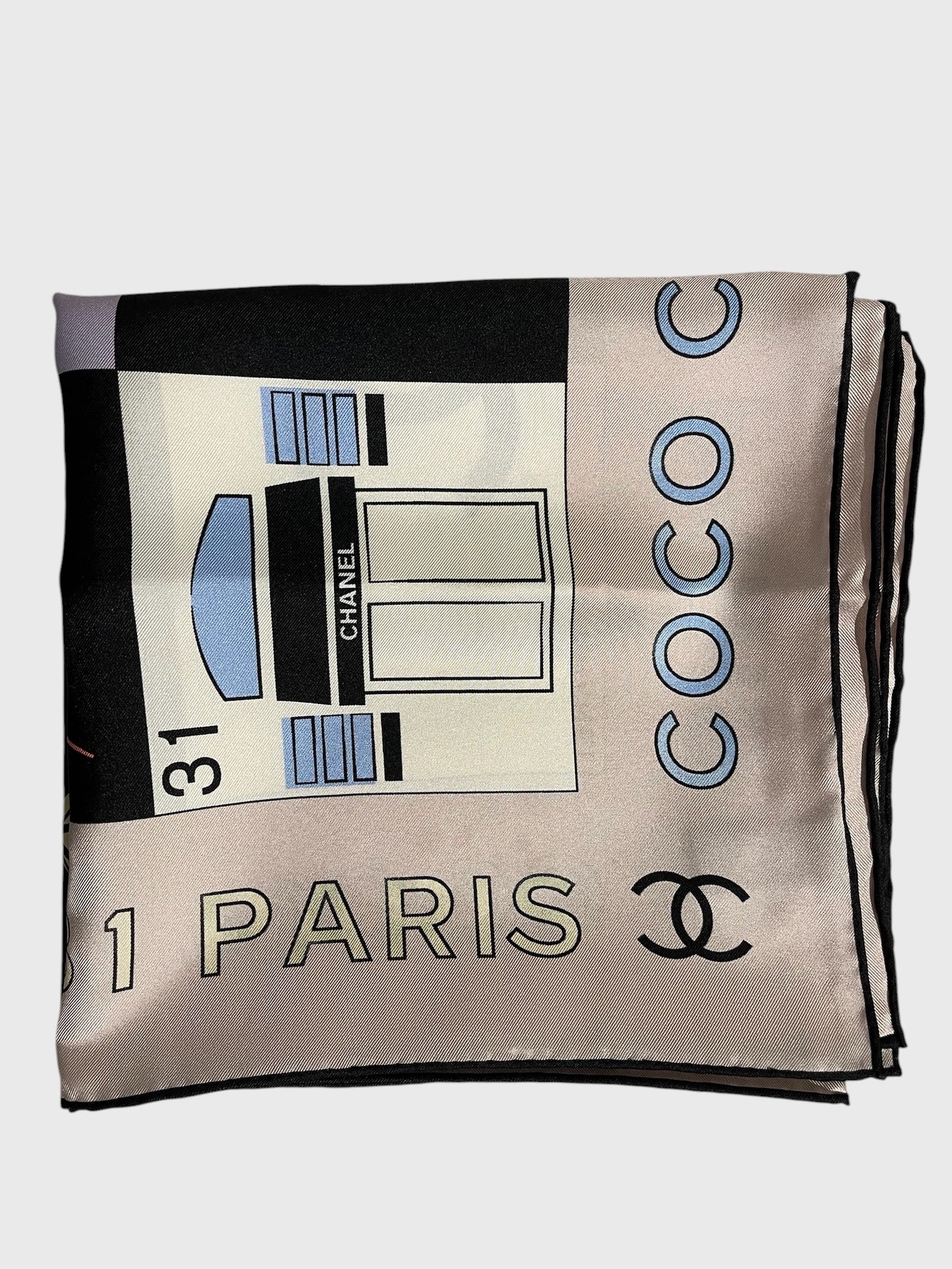 Foulard Chanel Rose/Noir