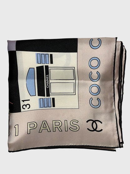Foulard Chanel Rose/Noir