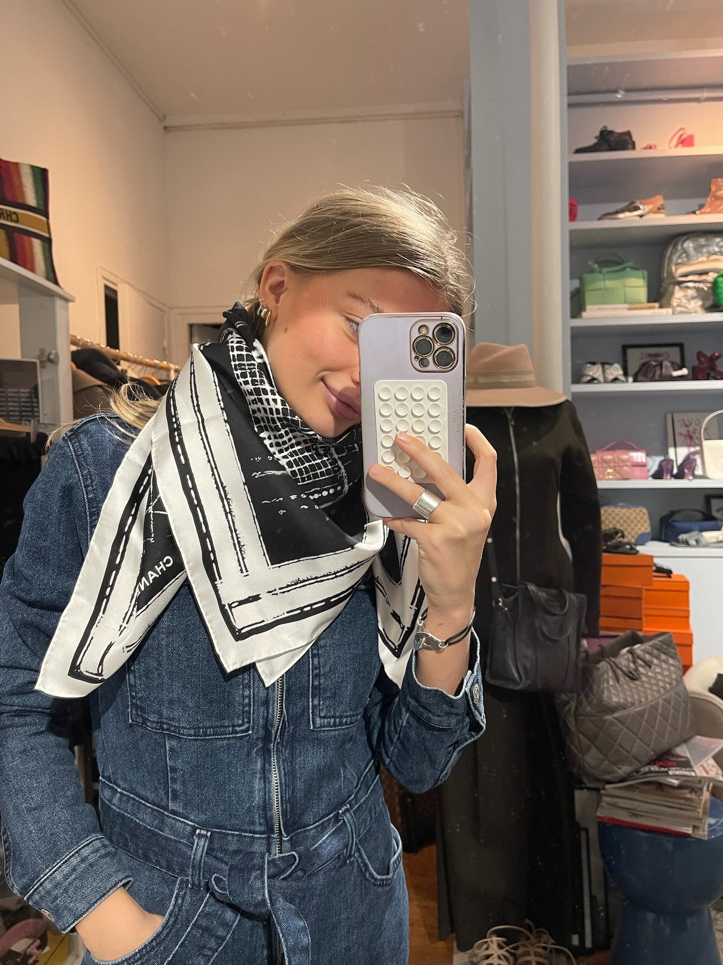 Foulard Chanel Noir/Blanc