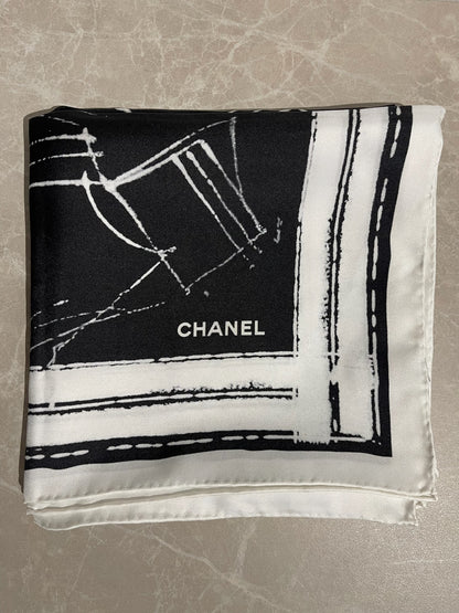 Foulard Chanel Noir/Blanc