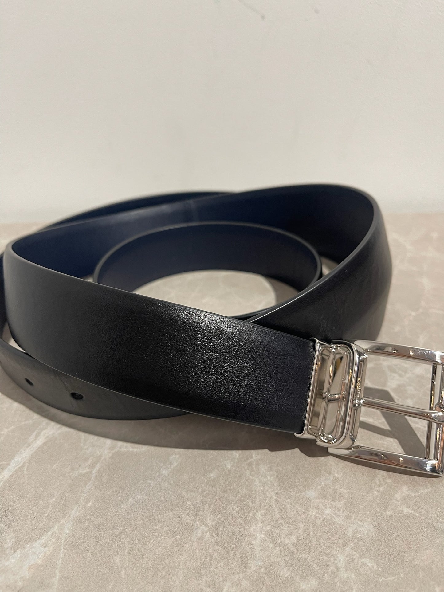 Ceinture Prada réversible noir/bleu T.S