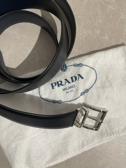 Ceinture Prada réversible noir/bleu T.S