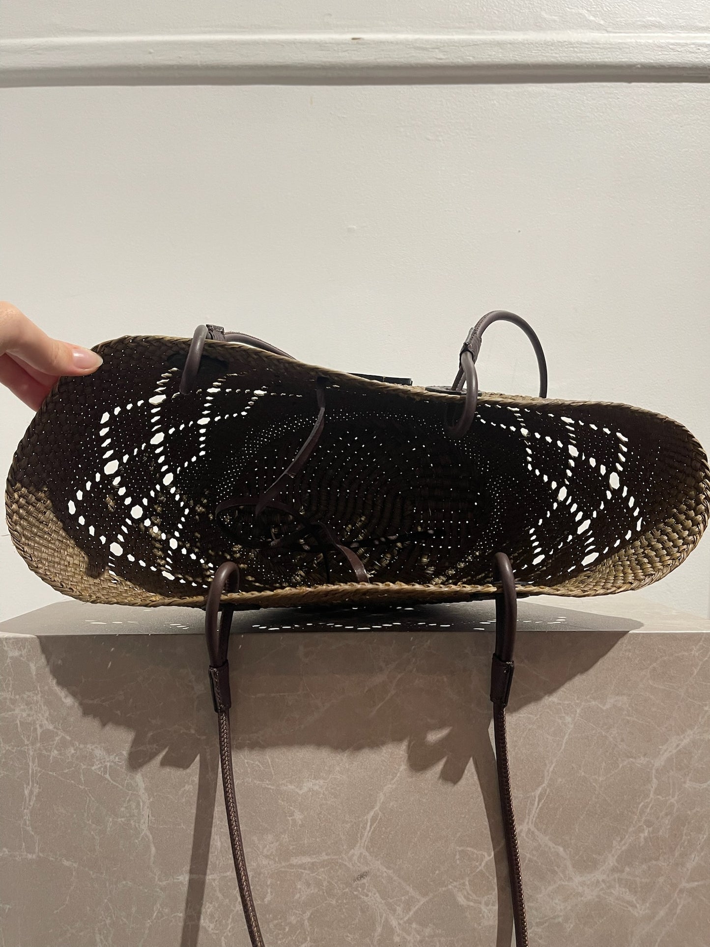 Sac Loewe panier Anagram kaki