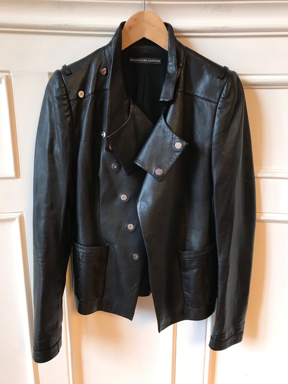 Veste en cuir Balenciaga noire T.40